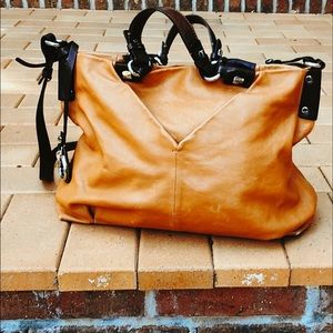 Francescobiasia oversized cross-body tan bag